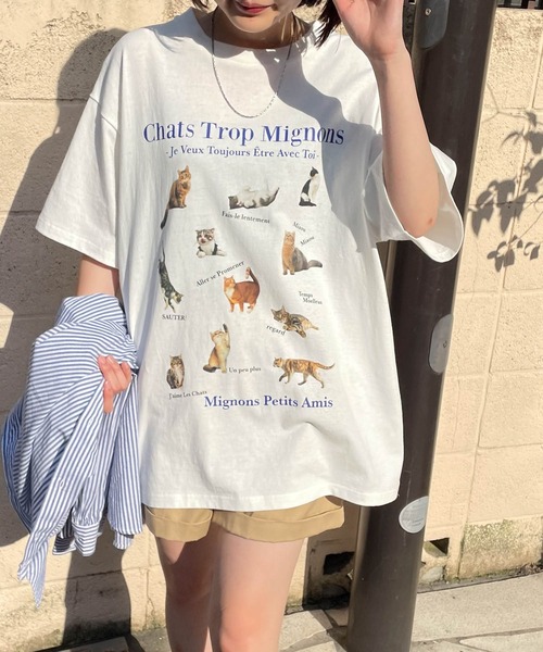 WEGO（ウィゴー）の「WEGO/アニマルプリントBIGT（Tシャツ/カットソー・レディース・ホワイト/サックスブルー/ホワイト系その他・MEDIUM/SMALL）」の9枚目の写真