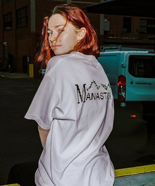 MANASTASH（マナスタッシュ）の「【直営店限定】MANASTASH N.A.U/マナスタッシュエヌエーユー　DIDITAL MOUNTAIN LOGO TEE デジタルマウンテンロゴティー（Tシャツ/カットソー・メンズ・ホワイト/ブラック/ターコイズブルー・MEDIUM/LARGE/X-LARGE）」の2枚目の写真