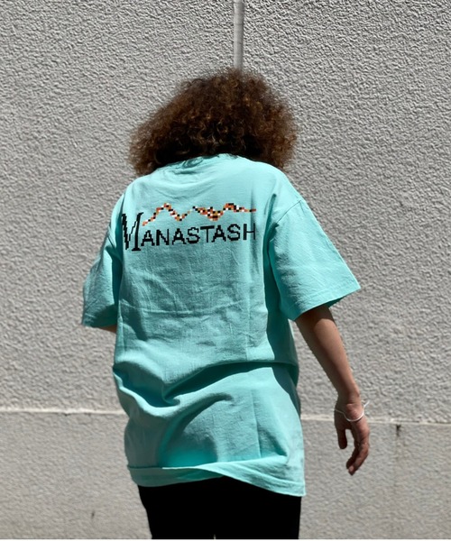 MANASTASH（マナスタッシュ）の「【直営店限定】MANASTASH N.A.U/マナスタッシュエヌエーユー　DIDITAL MOUNTAIN LOGO TEE デジタルマウンテンロゴティー（Tシャツ/カットソー・メンズ・ホワイト/ブラック/ターコイズブルー・MEDIUM/LARGE/X-LARGE）」の19枚目の写真