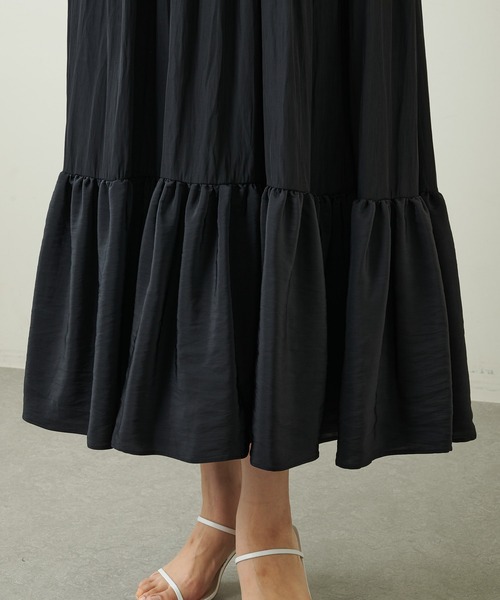 Whim Gazette 25SS タックギャザーワンピース ブラック ウィムガゼット Whim Gazette タックギャザーワンピース （pink