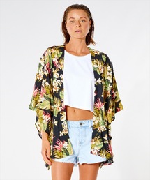 【RIPCURL（リップカール）】ON THE COAST KIMONO/レディースレーヨン半端袖総柄シャツ
