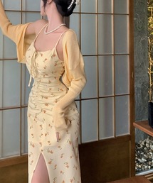 【Jasmine】小花柄スリットキャミロングワンピース