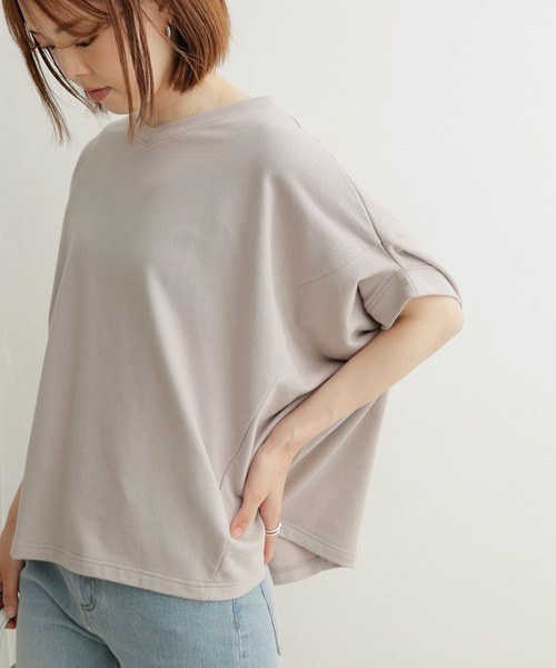 URBAN RESEARCH DOORS（アーバンリサーチドアーズ）の「ミニ裏毛変形プルオーバー（Tシャツ/カットソー・レディース・ベージュ系その他/オフホワイト/ネイビー・MEDIUM）」の7枚目の写真