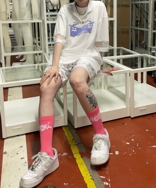 XU（エックスユー）の「【XU/エックスユー】see-through polo shirt/シースルー ポロシャツ トップス 重ね着 レイヤード（ポロシャツ・メンズ・ブラック/ホワイト・ONE SIZE）」の6枚目の写真