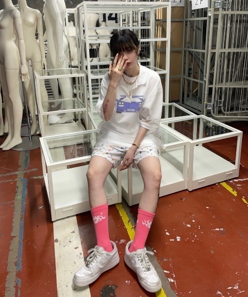 XU（エックスユー）の「【XU/エックスユー】see-through polo shirt/シースルー ポロシャツ トップス 重ね着 レイヤード（ポロシャツ・メンズ・ブラック/ホワイト・ONE SIZE）」の5枚目の写真