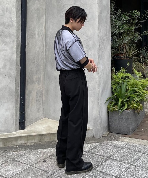 XU（エックスユー）の「【XU/エックスユー】see-through polo shirt/シースルー ポロシャツ トップス 重ね着 レイヤード（ポロシャツ・メンズ・ブラック/ホワイト・ONE SIZE）」の20枚目の写真