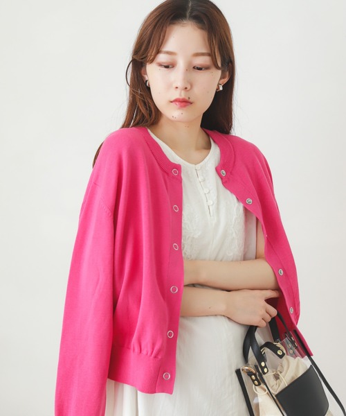 SENSE OF PLACE by URBAN RESEARCH（センスオブプレイスバイアーバンリサーチ）の「リングドットクルーネックカーディガン（カーディガン/ボレロ・レディース・ピンク/オレンジ/グリーン/ミント・ONE）」の17枚目の写真