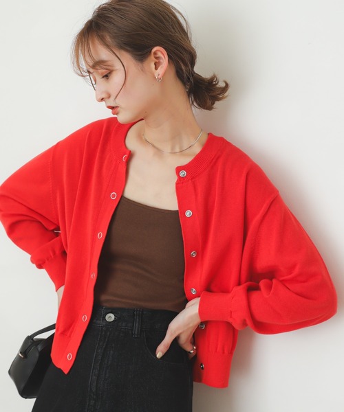 SENSE OF PLACE by URBAN RESEARCH（センスオブプレイスバイアーバンリサーチ）の「リングドットクルーネックカーディガン（カーディガン/ボレロ・レディース・ピンク/オレンジ/グリーン/ミント・ONE）」の18枚目の写真