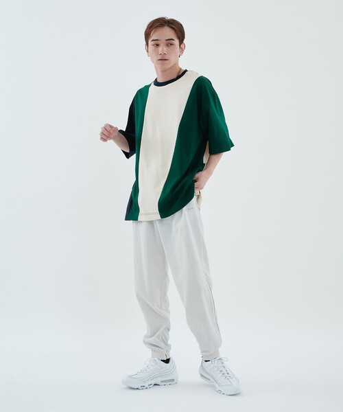 CITY TOKYO(シティトウキョウ)の「モダンブロックオーバーサイズTシャツ(Tシャツ/カットソー・メンズ・ホワイト/ベージュ/グリーン/ブラック・2/1/3)」の17枚目の写真