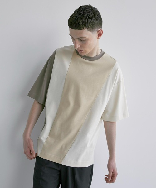 CITY TOKYO(シティトウキョウ)の「モダンブロックオーバーサイズTシャツ(Tシャツ/カットソー・メンズ・ホワイト/ベージュ/グリーン/ブラック・2/1/3)」の3枚目の写真