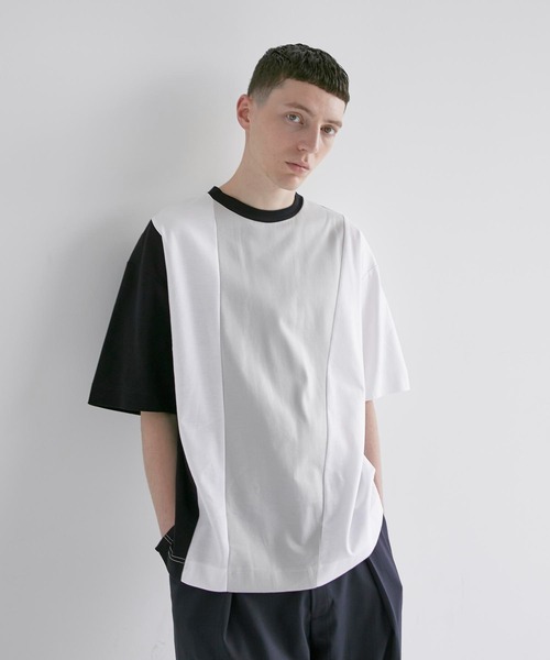 CITY TOKYO(シティトウキョウ)の「モダンブロックオーバーサイズTシャツ(Tシャツ/カットソー・メンズ・ホワイト/ベージュ/グリーン/ブラック・2/1/3)」の2枚目の写真