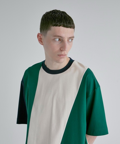 CITY TOKYO(シティトウキョウ)の「モダンブロックオーバーサイズTシャツ(Tシャツ/カットソー・メンズ・ホワイト/ベージュ/グリーン/ブラック・2/1/3)」の4枚目の写真