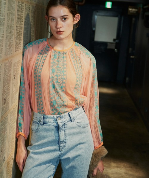 Unitage（ユニテージ）の「チュール刺繍ブラウス（シャツ/ブラウス・レディース・ピンク/ナチュラル・FREE）」の15枚目の写真