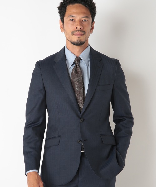 MEN'S BIGI（メンズビギ）の「TWシャンブレーヘリンボーンスーツ（セットアップ・メンズ・ネイビー/グレー・01/02/03/04）」の2枚目の写真