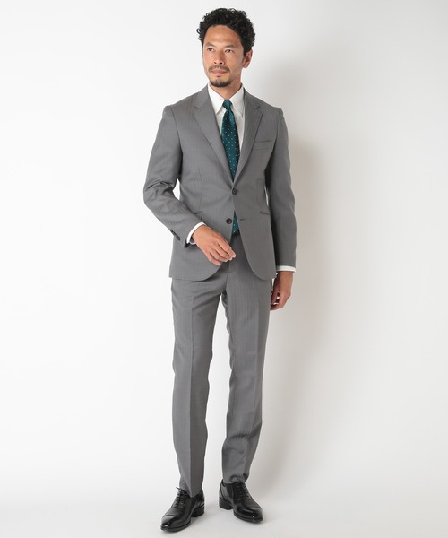 MEN'S BIGI（メンズビギ）の「TWシャンブレーヘリンボーンスーツ（セットアップ・メンズ・ネイビー/グレー・01/02/03/04）」の3枚目の写真