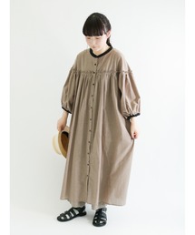 Samansa Mos2 | 配色ギャザーワンピース(ワンピース)