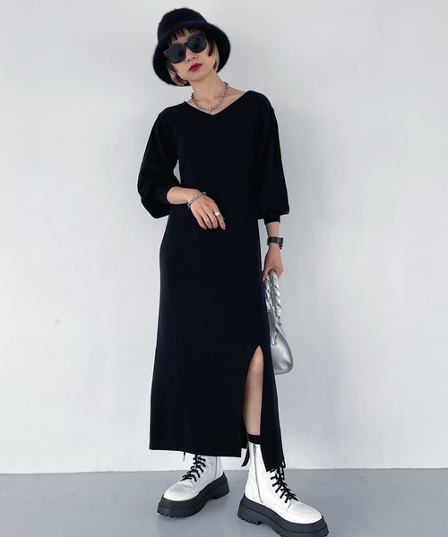 PAGEBOY(ページボーイ)の「WEB限定アイテム / パワショルスリットワンピース(ワンピース・レディース・チャコールグレー/ブラック/ブルー・FREE)」の7枚目の写真