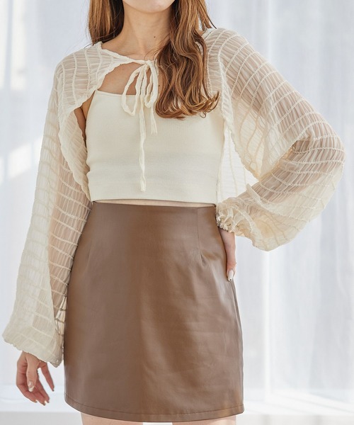 Heather（ヘザー）の「ウネウネシアーボレロカーディガン　356569（カーディガン/ボレロ・レディース・ブラック/アイボリー・FREE）」の10枚目の写真