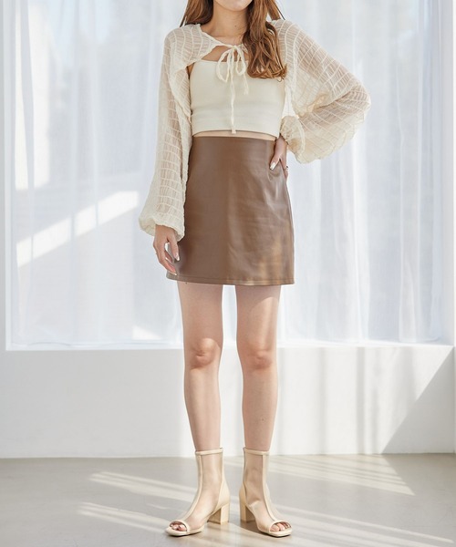 Heather（ヘザー）の「ウネウネシアーボレロカーディガン　356569（カーディガン/ボレロ・レディース・ブラック/アイボリー・FREE）」の11枚目の写真