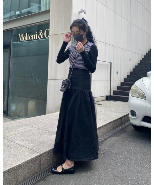 epine(エピヌ)の「waist mark layer tulle skirt(スカート・レディース・ブラック・FREE)」の6枚目の写真