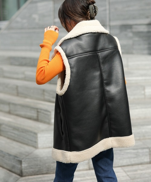 WEGO（ウィゴー）の「WEGO/フェイクレザーボアベスト（ベスト・レディース・ブラック/ブラウン系その他・FREE）」の14枚目の写真