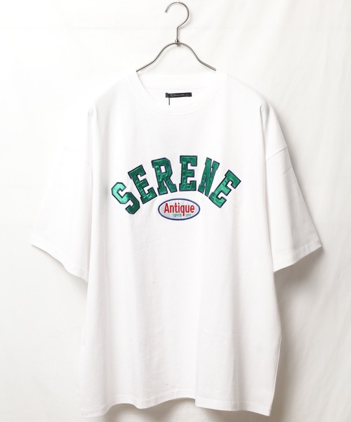 Bling Leads(ブリングリーズ)の「/Bling leads/ワッペンオーバーサイズTシャツ(Tシャツ/カットソー・メンズ・スミクロ/グレイッシュブルー/ブルー系1/ブルー系2/ホワイト系2/ダークグリーン/ホワイト系1・MEDIUM/LARGE)」の8枚目の写真