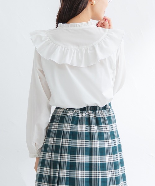 Honeys（ハニーズ）の「リボン付フリルブラウス（シャツ/ブラウス・レディース・ホワイト/ブラック/ベージュ/ピンク・S/M/L/LL）」の7枚目の写真
