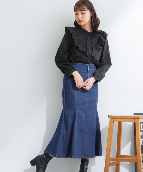 Honeys（ハニーズ）の「リボン付フリルブラウス（シャツ/ブラウス・レディース・ホワイト/ブラック/ベージュ/ピンク・S/M/L/LL）」の11枚目の写真