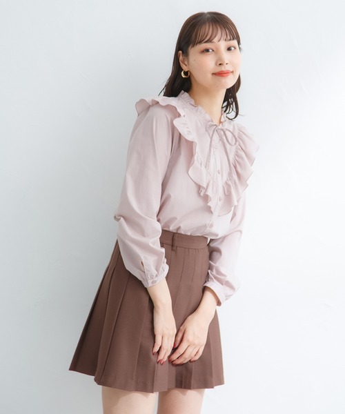 Honeys（ハニーズ）の「リボン付フリルブラウス（シャツ/ブラウス・レディース・ホワイト/ブラック/ベージュ/ピンク・S/M/L/LL）」の19枚目の写真