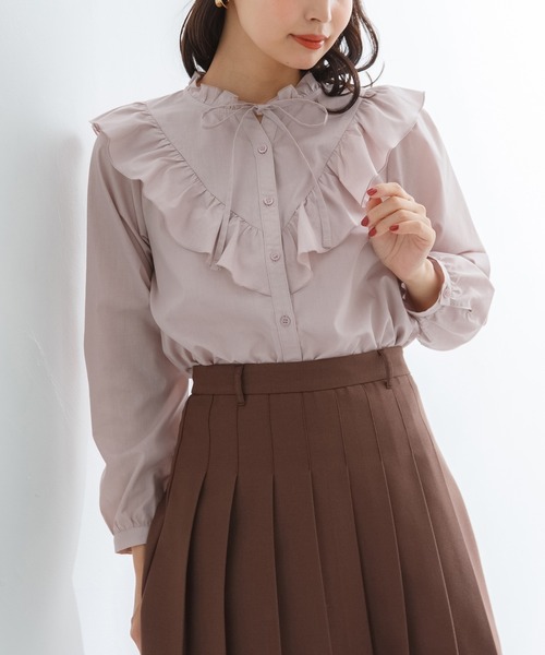 Honeys（ハニーズ）の「リボン付フリルブラウス（シャツ/ブラウス・レディース・ホワイト/ブラック/ベージュ/ピンク・S/M/L/LL）」の20枚目の写真