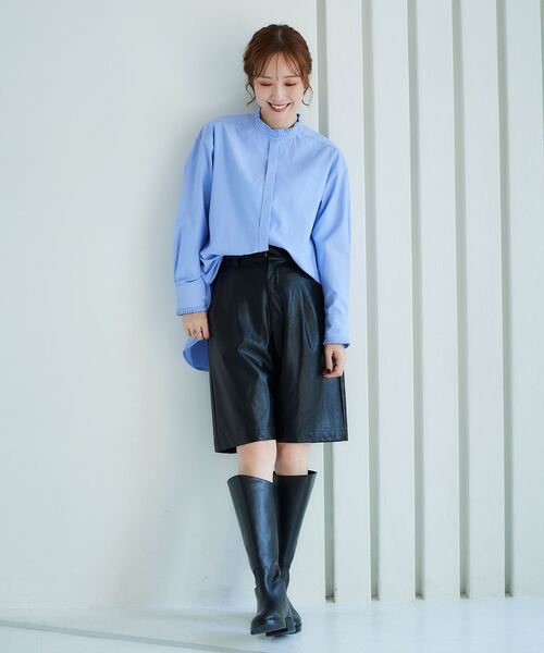 le.coeur blanc（ルクールブラン）の「フェイクレザーハーフパンツ（その他パンツ・レディース・ブラック/ベージュ・38）」の7枚目の写真