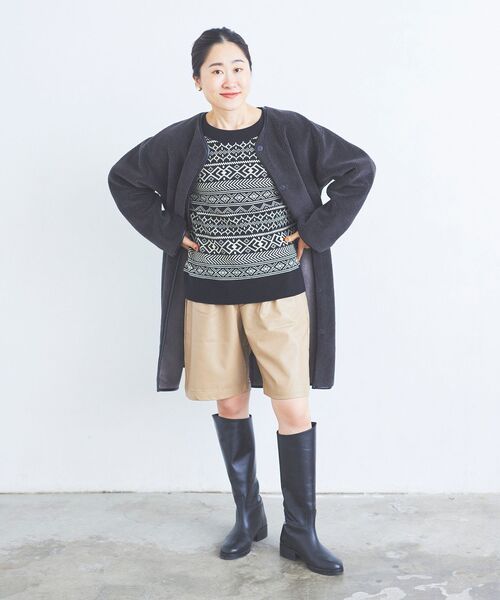 le.coeur blanc（ルクールブラン）の「フェイクレザーハーフパンツ（その他パンツ・レディース・ブラック/ベージュ・38）」の17枚目の写真