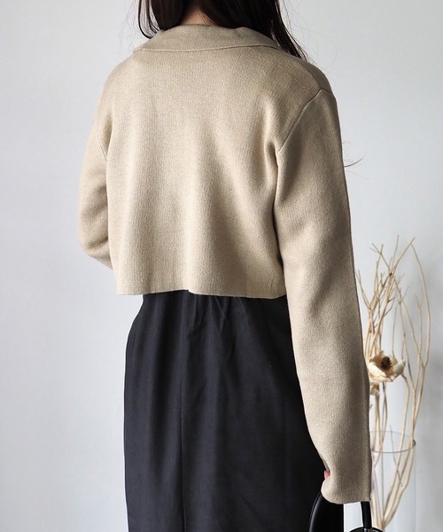 Riberry（リベリー）の「襟付きショート丈カーディガン（カーディガン/ボレロ・レディース・チャコールグレー/杢グレー/ベージュ・MEDIUM）」の13枚目の写真