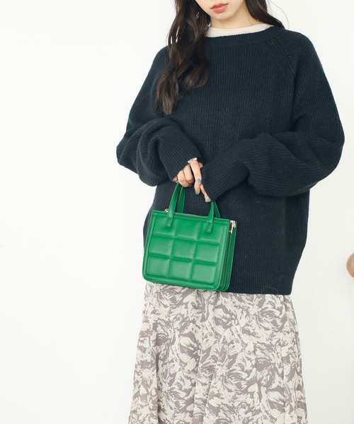 GeeRA（ジーラ）の「キルティングスクエアバッグ（ショルダーバッグ・レディース・ブラック/ピンク/グリーン・FREE）」の9枚目の写真