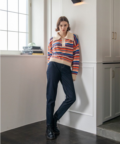 VACANCY（ヴァカンシー）の「マルチボーダークハーフジップニット