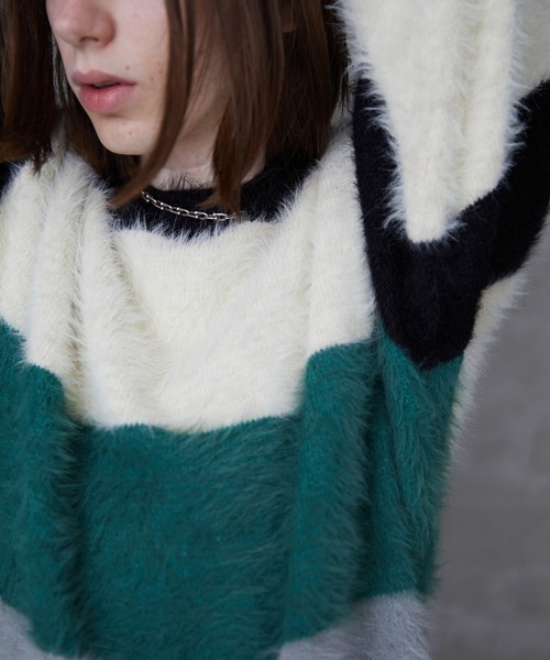 Lui's（ルイス）の「【Neucon / ニューコン】グラデーションニット（ニット/セーター・メンズ・ブラック/ボルドー・2/1）」の4枚目の写真