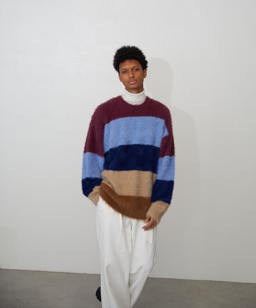 Lui's（ルイス）の「【Neucon / ニューコン】グラデーションニット（ニット/セーター・メンズ・ブラック/ボルドー・2/1）」の14枚目の写真