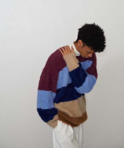 Lui's（ルイス）の「【Neucon / ニューコン】グラデーションニット（ニット/セーター・メンズ・ブラック/ボルドー・2/1）」の10枚目の写真