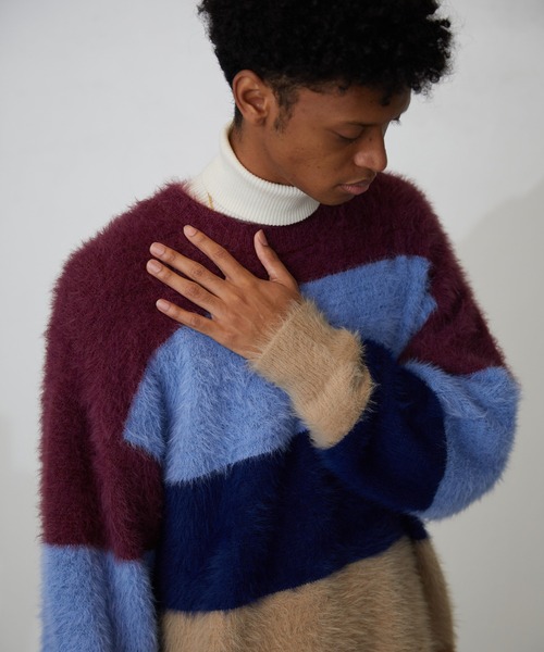 Lui's（ルイス）の「【Neucon / ニューコン】グラデーションニット（ニット/セーター・メンズ・ブラック/ボルドー・2/1）」の12枚目の写真