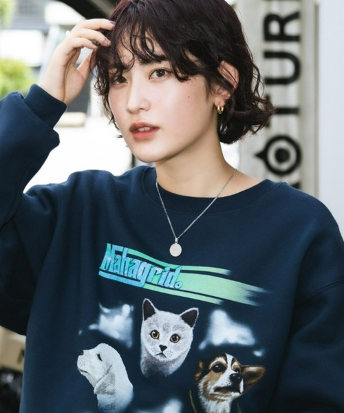 MAHAGRID(マハグリッド)の「『mahagrid/マハグリッド』FUZZIES SWEATSHIRT/ファジーズデザイン スウェットシャツ(スウェット・レディース・ブラック/ネイビー・M/L/XL/S)」の18枚目の写真