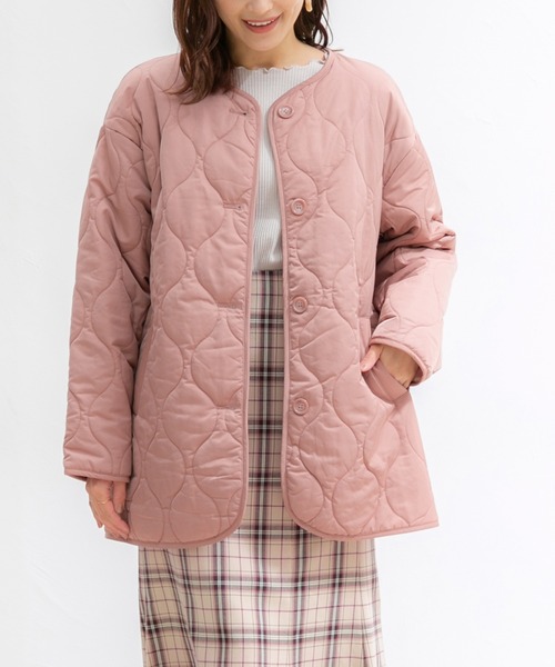 Honeys（ハニーズ）の「キルティングブルゾン（ブルゾン・レディース・モカ/グレー/ブラック/カーキ/ピンク系その他/アイボリー・S/M/L）」の6枚目の写真