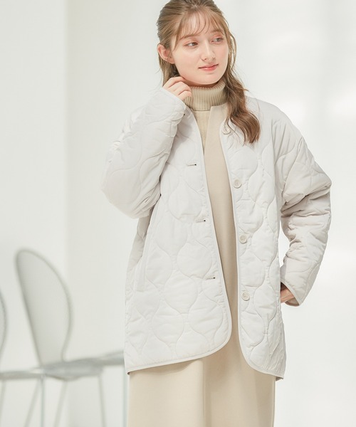 Honeys（ハニーズ）の「キルティングブルゾン（ブルゾン・レディース・モカ/グレー/ブラック/カーキ/ピンク系その他/アイボリー・S/M/L）」の2枚目の写真