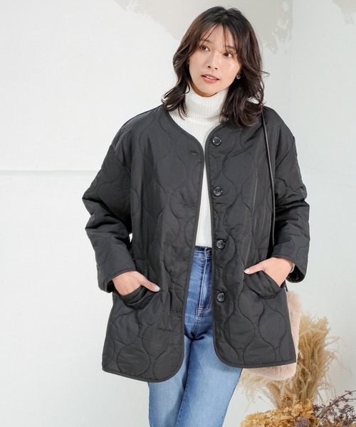 Honeys（ハニーズ）の「キルティングブルゾン（ブルゾン・レディース・モカ/グレー/ブラック/カーキ/ピンク系その他/アイボリー・S/M/L）」の9枚目の写真