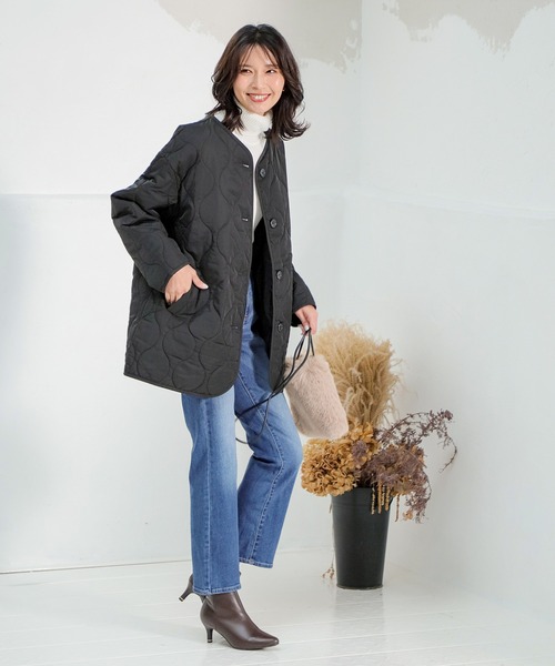 Honeys（ハニーズ）の「キルティングブルゾン（ブルゾン・レディース・モカ/グレー/ブラック/カーキ/ピンク系その他/アイボリー・S/M/L）」の10枚目の写真