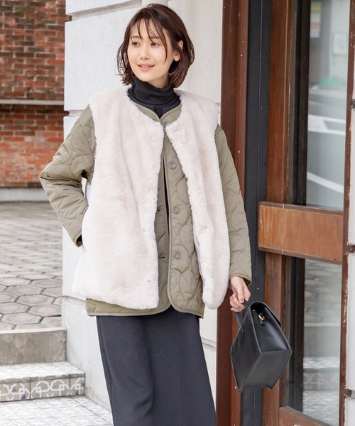 Honeys（ハニーズ）の「キルティングブルゾン（ブルゾン・レディース・モカ/グレー/ブラック/カーキ/ピンク系その他/アイボリー・S/M/L）」の16枚目の写真