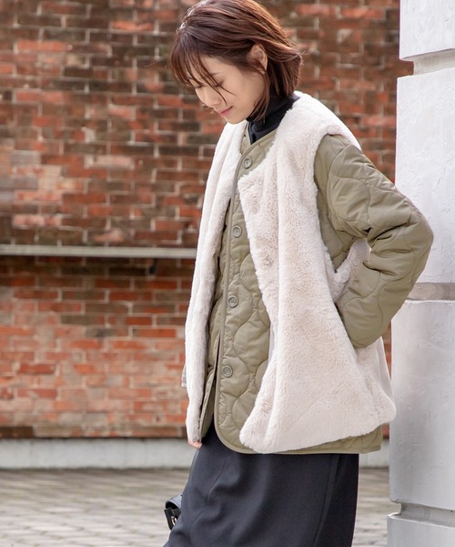 Honeys（ハニーズ）の「キルティングブルゾン（ブルゾン・レディース・モカ/グレー/ブラック/カーキ/ピンク系その他/アイボリー・S/M/L）」の18枚目の写真