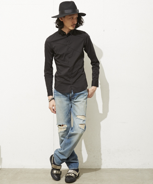 ato（アトウ）の「ato シルキーストレッチダーツシャツ（シャツ/ブラウス・メンズ・ホワイト/ブラック/ネイビー・46/44）」の13枚目の写真