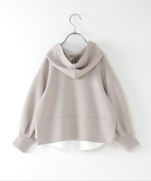 ikka（イッカ）の「ダンボールニットレイヤードパーカー（100~160cm）（パーカー・キッズ・ピンク系その他/ベージュ・100/140/150/160/110/130/120）」の4枚目の写真