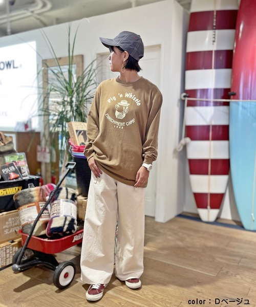 OLD BETTY'S(オールドベティーズ)の「Long-Sleeve T-shirts(Pig´n Whistle)(Tシャツ/カットソー・レディース・ダークベージュ/スミクロ/ホワイト・M/L)」の11枚目の写真