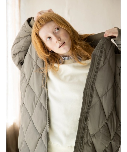 koe（コエ）の「ダイヤキルトロングコート（その他アウター・レディース・ホワイト/ブラック/カーキ・FREE）」の5枚目の写真